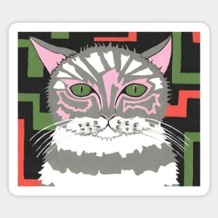 THE Cat With The Green Eyes Painting Sticker